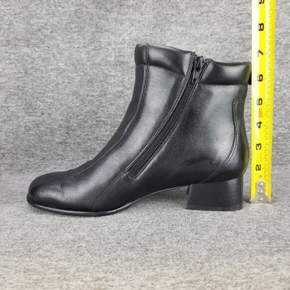 ✅ROS HOMMERSON Pom Pom Black Leather Double Sided Zip Ankle Booties Women's 8.5M - Picture 10 of 11